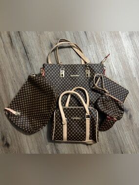 Mei&ge - Classic Brown and Tan Various Bags - 6 Piece Set